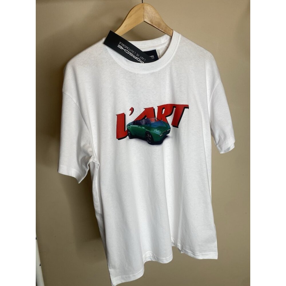 968 L'ART x Porsche White Tee Shirt t-shirt Sz L new